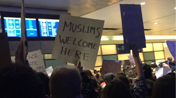 Muslims Welcome Here sign