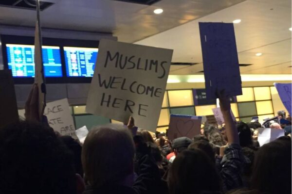 Muslims Welcome Here sign