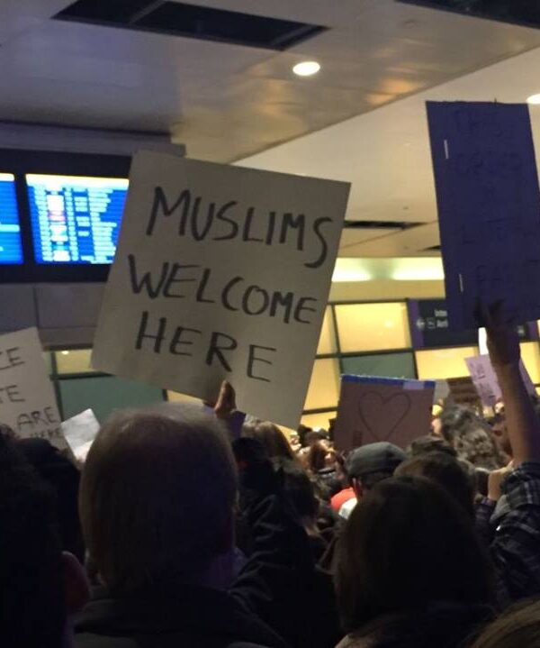 Muslims Welcome Here sign