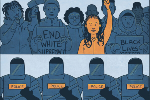 End White Supremacy Black Lives Matter Police Line Cartoon