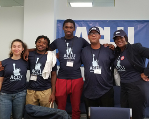 Photo of canvassers wearing ACLU t-shirts