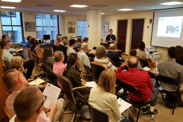 Volunteers take notes in an ACLU volunteer training