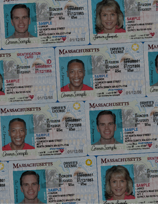 Collage of Massachusetts state IDs