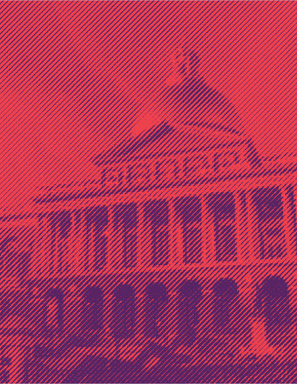 Massachusetts State House with red and purple color effect