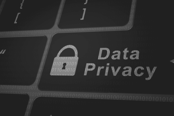 Laptop Keyboard Key with lock titled Data Privacy