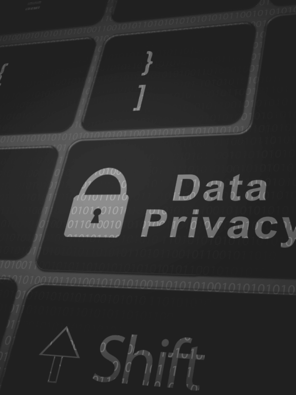 Laptop Keyboard Key with lock titled Data Privacy