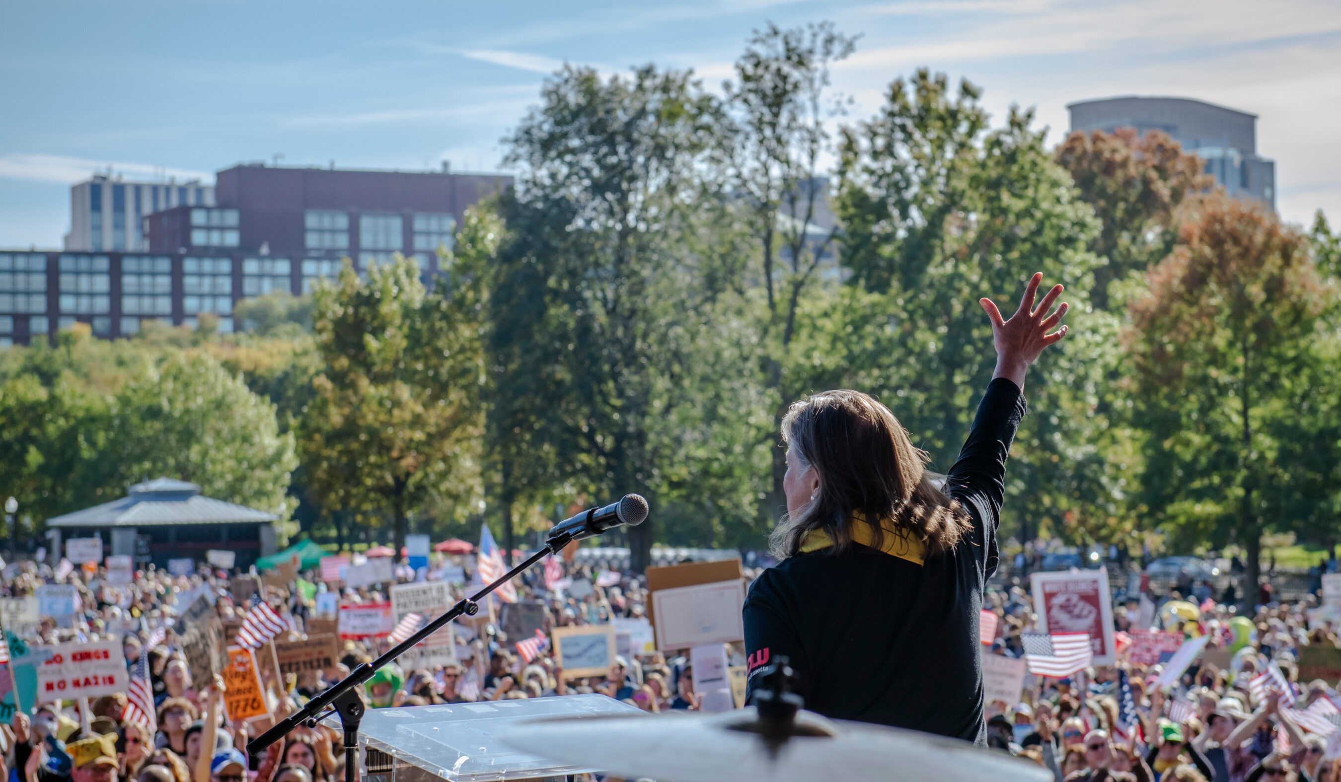 Carol Rose Speaks to Crowd at Boston No Kings Rally in 2025