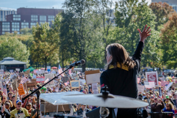 Carol Rose Speaks to Crowd at Boston No Kings Rally in 2025
