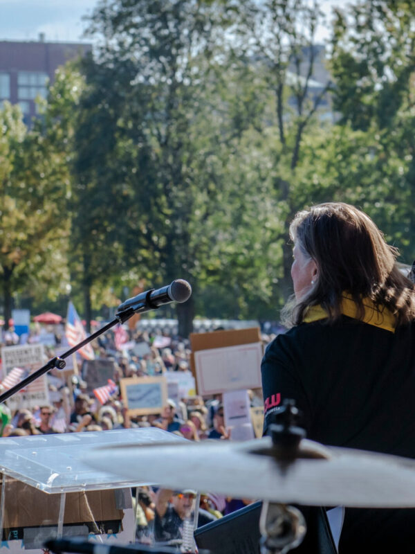 Carol Rose Speaks to Crowd at Boston No Kings Rally in 2025