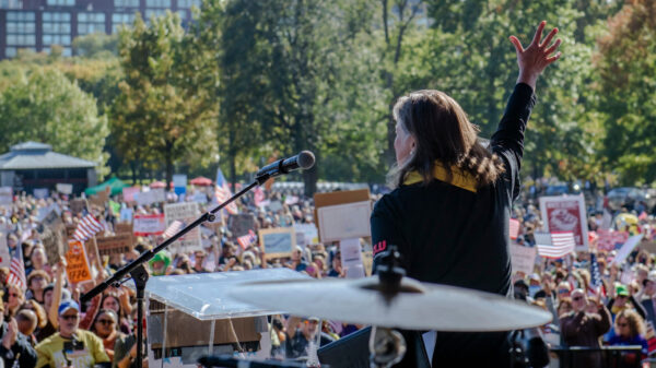 Carol Rose Speaks to Crowd at Boston No Kings Rally in 2025