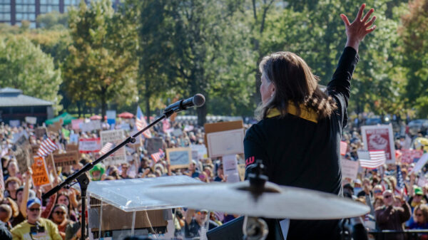 Carol Rose Speaks to Crowd at Boston No Kings Rally in 2025