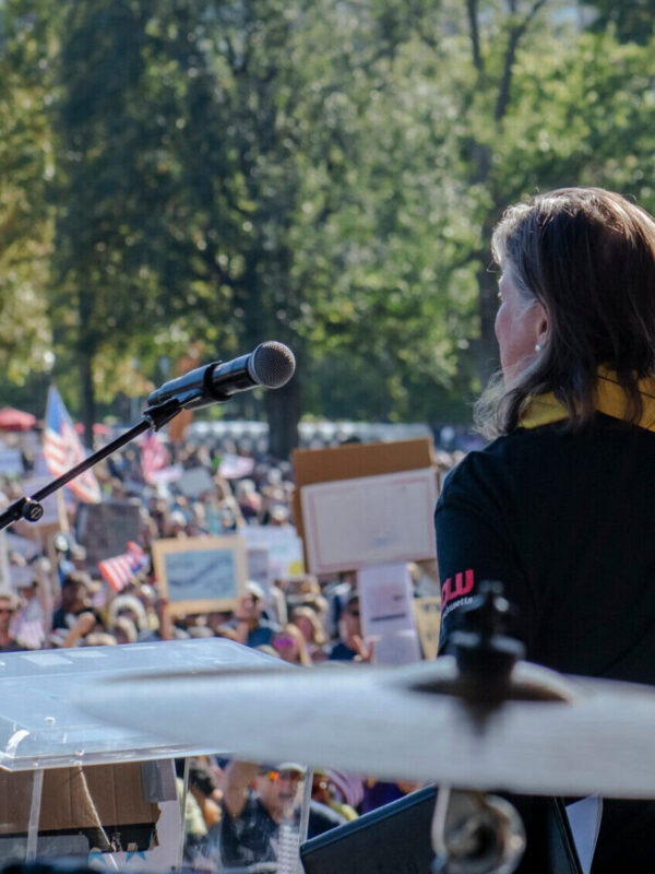 Carol Rose Speaks to Crowd at Boston No Kings Rally in 2025