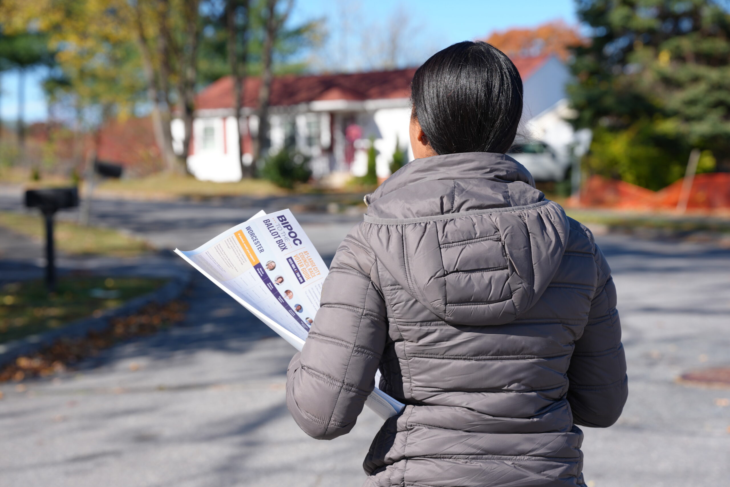 ACLU Action Team Member distributing Voter Guides in Massachusetts