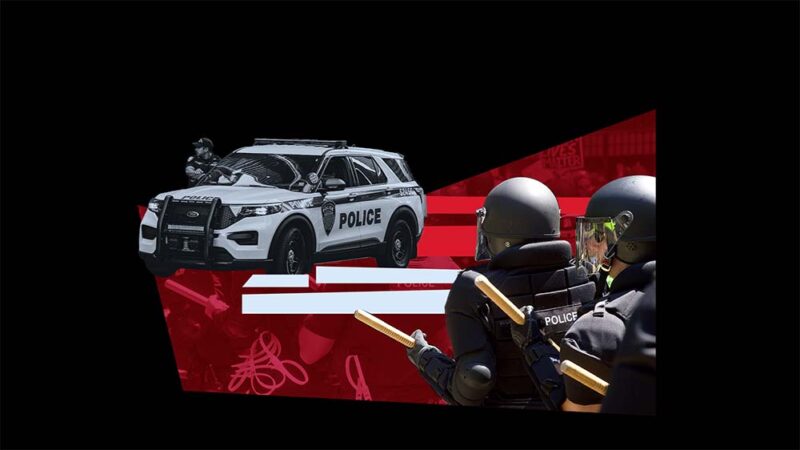 Collage with a police car and some police officers