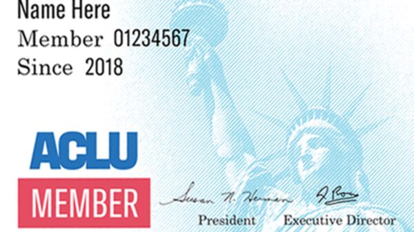 Image of a membership card for the ACLU