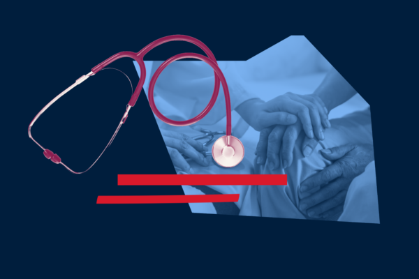 Collage graphic of public health imagery including a patient and a doctor.