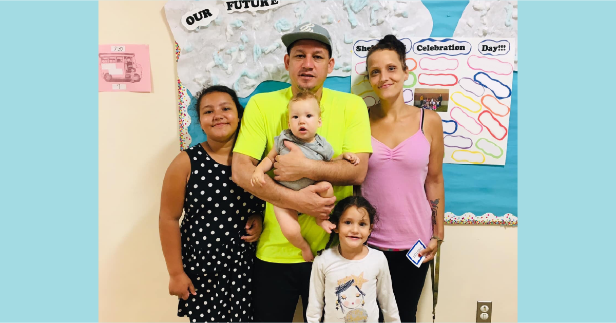 Gilberto Pereira Brito with his wife and three children after his release from ICE detention