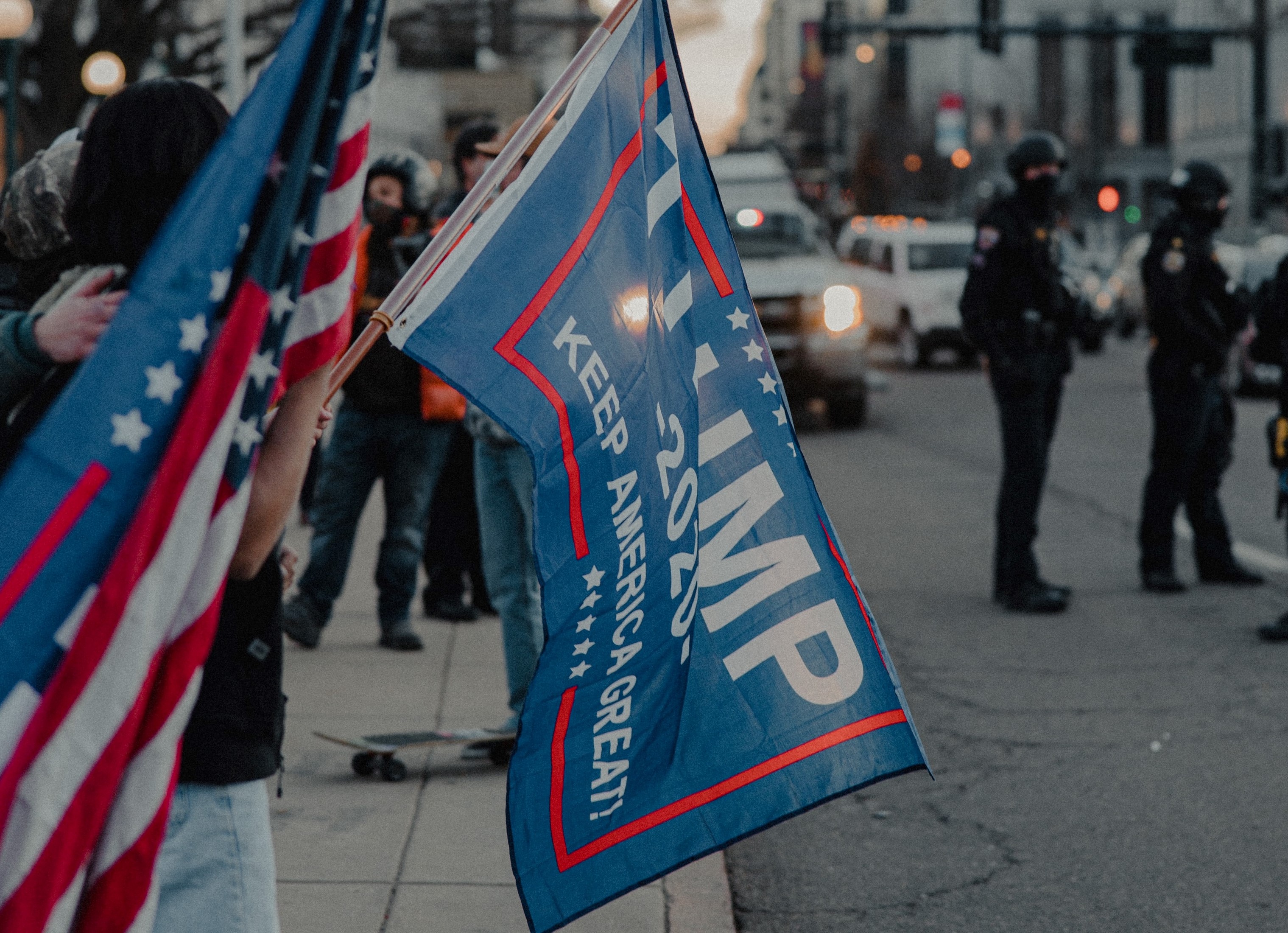 Trump 2020 Flag and American Flag