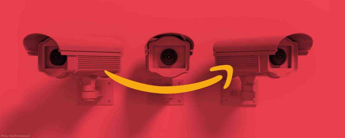 Three surveillance cameras with Amazon logo