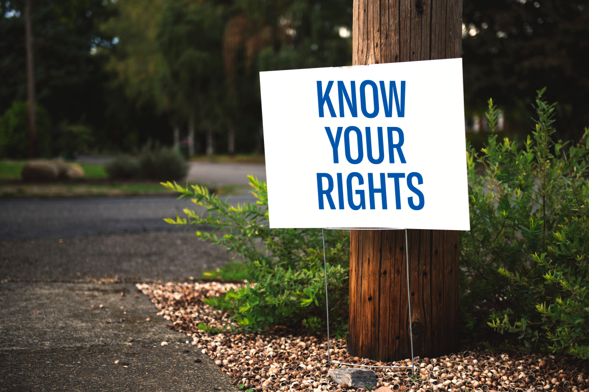 Know Your Rights on lawn sign