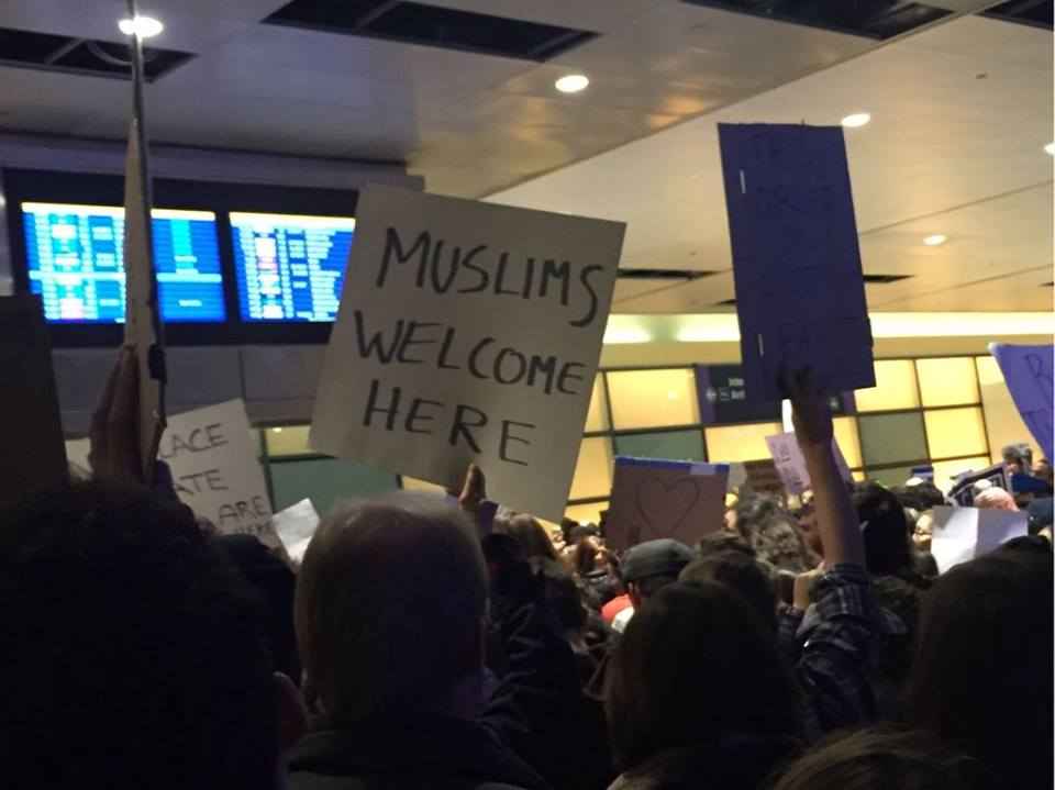 Muslims Welcome Here sign