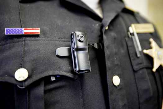 Body camera clipped onto police officer's uniform